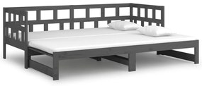 Estrutura sofá-cama de puxar 2x(80x200) cm pinho maciço cinza