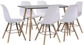 3053813 vidaXL 7 Piece Dining Set Plastic White (248310+248255)