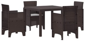 vidaXL Conjunto de Jantar para Jardim 5 pcs Castanho Polipropileno