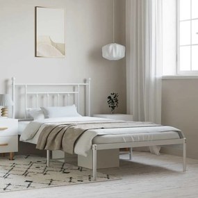 vidaXL Estrutura de cama com cabeceira 100x200 cm metal branco