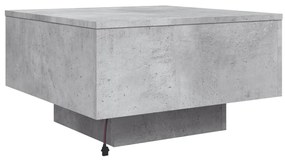 Mesa de centro com luzes LED 55x55x31 cm cinzento cimento