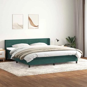 vidaXL Cama com molas/colchão 180x210 cm veludo verde-escuro