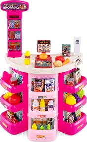 Conjunto de supermercado para crianças com carrinho de compras, balança e scanner com luz e som, 76 peças de alimentos e acessórios, jogo de encenação