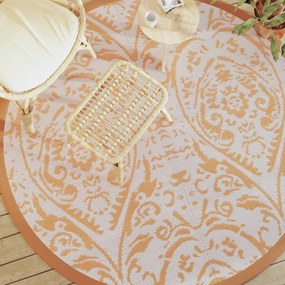 Tapete de exterior Ø200 cm ARAKIL PP laranja e branco