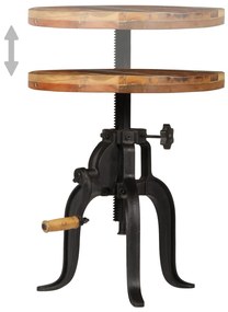 Mesa de apoio 45x (45-62) cm madeira recuperada e ferro fundido