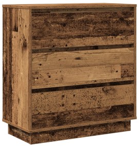 Criado-mudo vidaXL com LED Madeira Antiga 71x34,5x75 cm Madeira de Eng