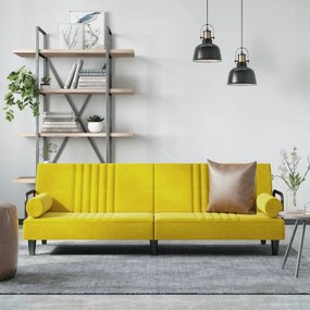 vidaXL Sofá-cama com apoio de braços veludo amarelo