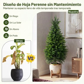 Conjunto de 2 árvores artificiais de cedro de 120 cm, cipreste perene realista em vaso de cimento, para interior, exterior, alpendre, entrada e sala V