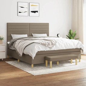 vidaXL Cama com molas/colchão 160x200 cm tecido castanho-acinzentado