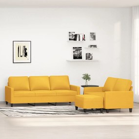 vidaXL 3 pcs conjunto de sofás com almofadões tecido amarelo-claro