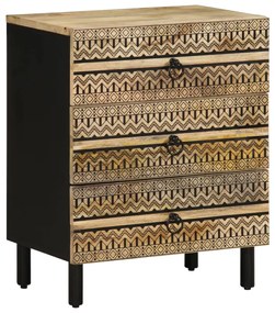 Mesa cabeceira 50x33x62cm madeira mangueira áspera maciça preto