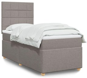 Cama com molas/colchão 90x200 cm tecido castanho-acinzentado
