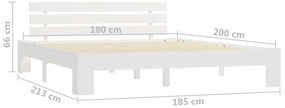 Estrutura de cama com cabeceira 180x200cm pinho maciço branco