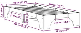 Estrutura de Cama Branca Madeira 90 x 200 cm Durável