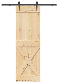 vidaXL Porta de correr com ferragens 70x210 cm madeira de pinho maciça