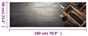 Tapete de cozinha lavável 60x180 cm veludo padrão garrafa vinho