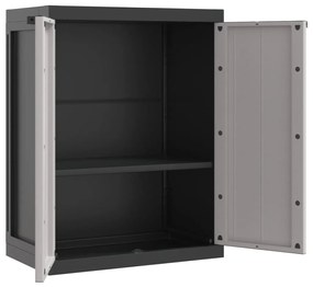 Móvel de arrumação para exterior 65x37x85 PP cinzento e preto