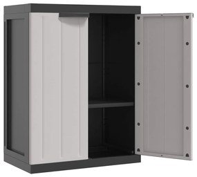 Móvel de arrumação para exterior 65x37x85 PP cinzento e preto