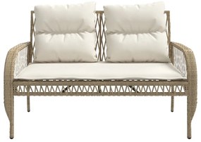 4 pcs conjunto de sofás para jardim c/ almofadões vime PE bege