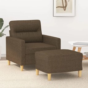 vidaXL Poltrona com apoio de pés 60 cm tecido castanho
