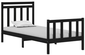 Estrutura cama pequena solteiro 75x190 cm madeira maciça preto