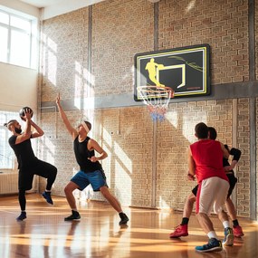 SPORTNOW Tabela de Basquetebol de Parede para Interior Exterior Tabela de Basquetebol para Adultos 110x90x70 cm Preto e Amarelo