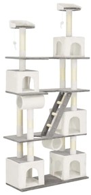 vidaXL Árvore para gatos c/ postes arranhadores sisal 225 cm branco