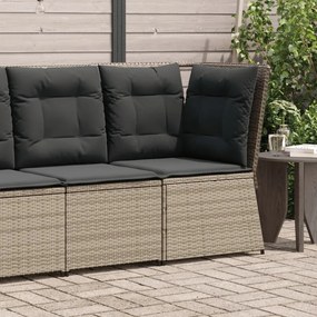 vidaXL Sofá de canto para jardim com almofadões vime PE cinzento