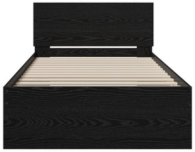 Estrutura de Cama Carvalho Preto 90x190 cm Madeira Engenharia