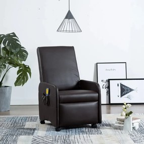 vidaXL Cadeira de massagens reclinável couro artificial castanho