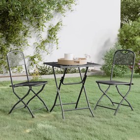 vidaXL 3 pcs conj. de jantar p/ jardim malha metal expandido antracite