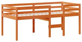 Cama alta com telhado 75x190 cm pinho maciço castanho-mel