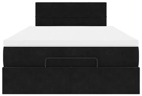 Estrutura de cama otomana com colchão 120x200 cm veludo preto