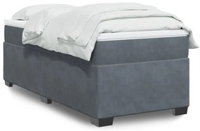 Cama com molas/colchão 100x200 cm veludo cinza-escuro