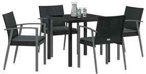 Conjunto de jantar de jardim de 5 peças com almofadas em rattan e poli