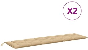Almofadões banco jardim 2pcs 200x50x7cm mesclado tecido bege