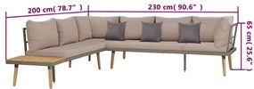 4 pcs conj. lounge jardim c/ almofadões acácia maciça castanho