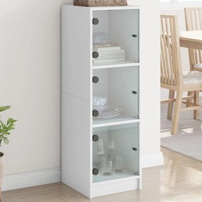 vidaXL Aparador alto c/ portas de vidro 35x37x109 cm branco