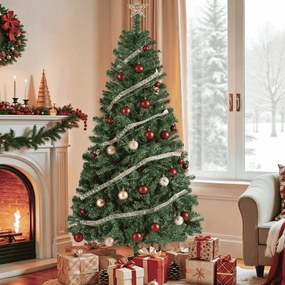 Árvore de Natal artificial com suporte metálico 180 cm de altura com as bolas vermelhas incluídas Verde