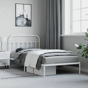 Estrutura de cama com cabeceira 100x200 cm metal branco