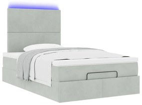 Estrutura de cama otomana com colchões cinza claro Veludo