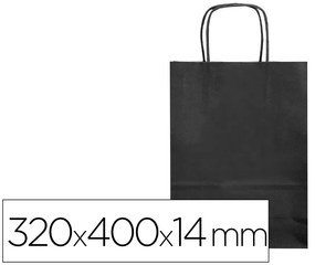 Saco de Papel Basika Celulose Preto L com Asa Torcida 320x400x14 mm