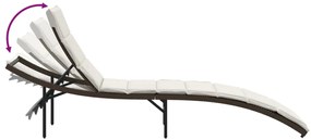 Espreguiçadeira com almofadão 55x199x50 cm vime PE castanho