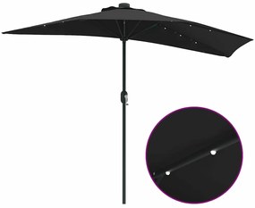 Guarda-sol de Jardim Preto 294 x 150 x 224 cm tecido