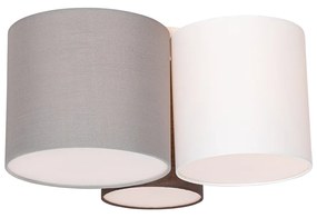 Candeeiro de teto branco, cinzento e castanho 3 luzes - Multidrum Moderno