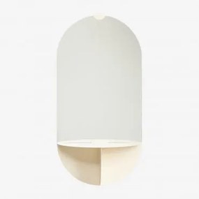 Espelho De Parede Oval 30x60 Cm Com Prateleira Em Aço Nubino Gardénia Branco - Sklum