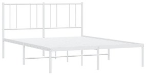 Estrutura de cama com cabeceira 135x190 cm metal branco