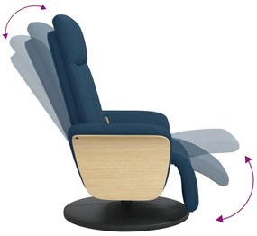 Cadeira de massagens reclinável c/ apoio de pés tecido azul