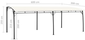 Toldo para-sol de jardim 6x3x2,55 m cor creme