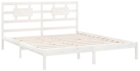 Estrutura de cama 200x200 cm madeira maciça branco